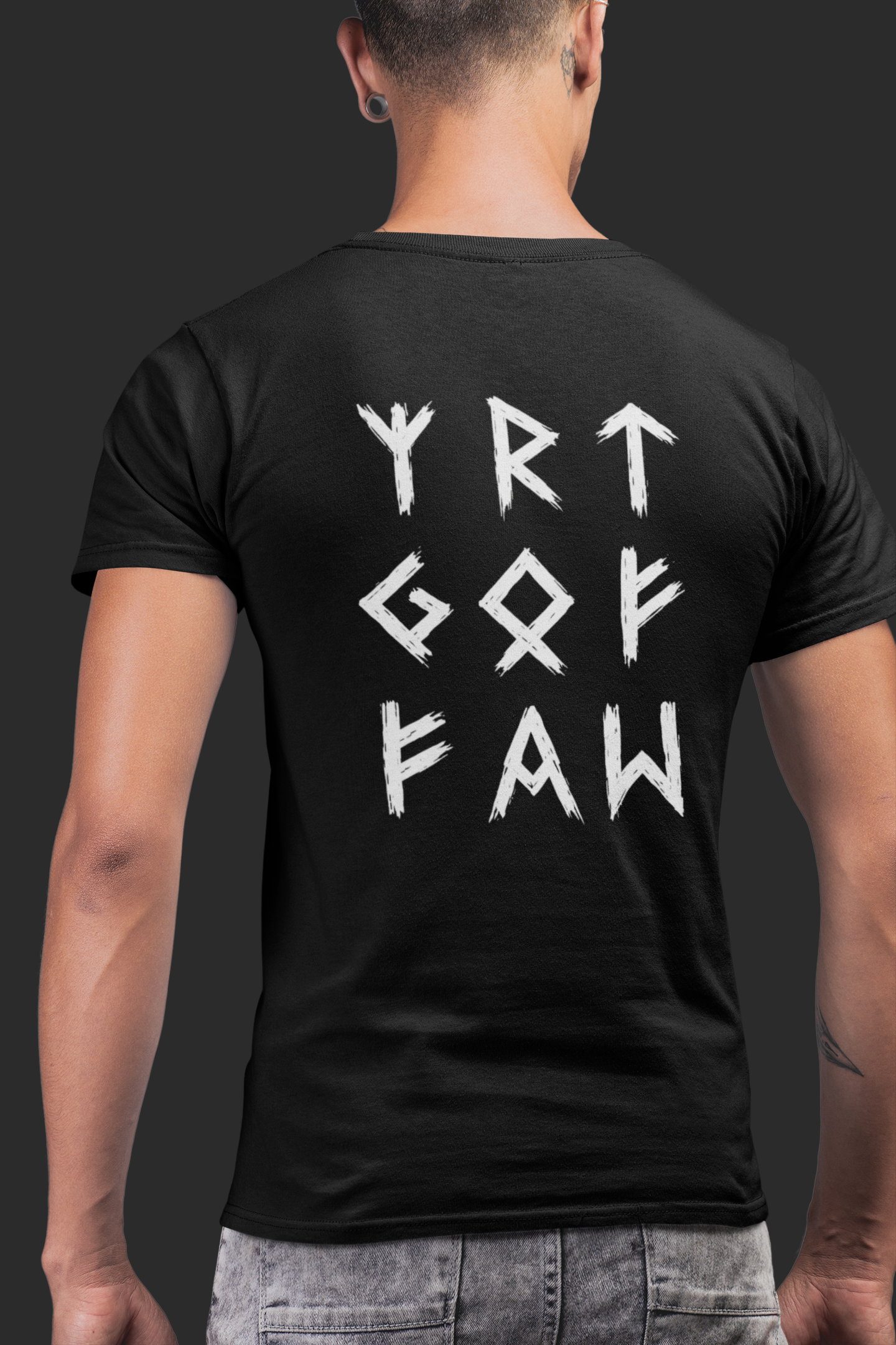 Elder Futhark Runes (Unisex T-Shirt - Back Print)