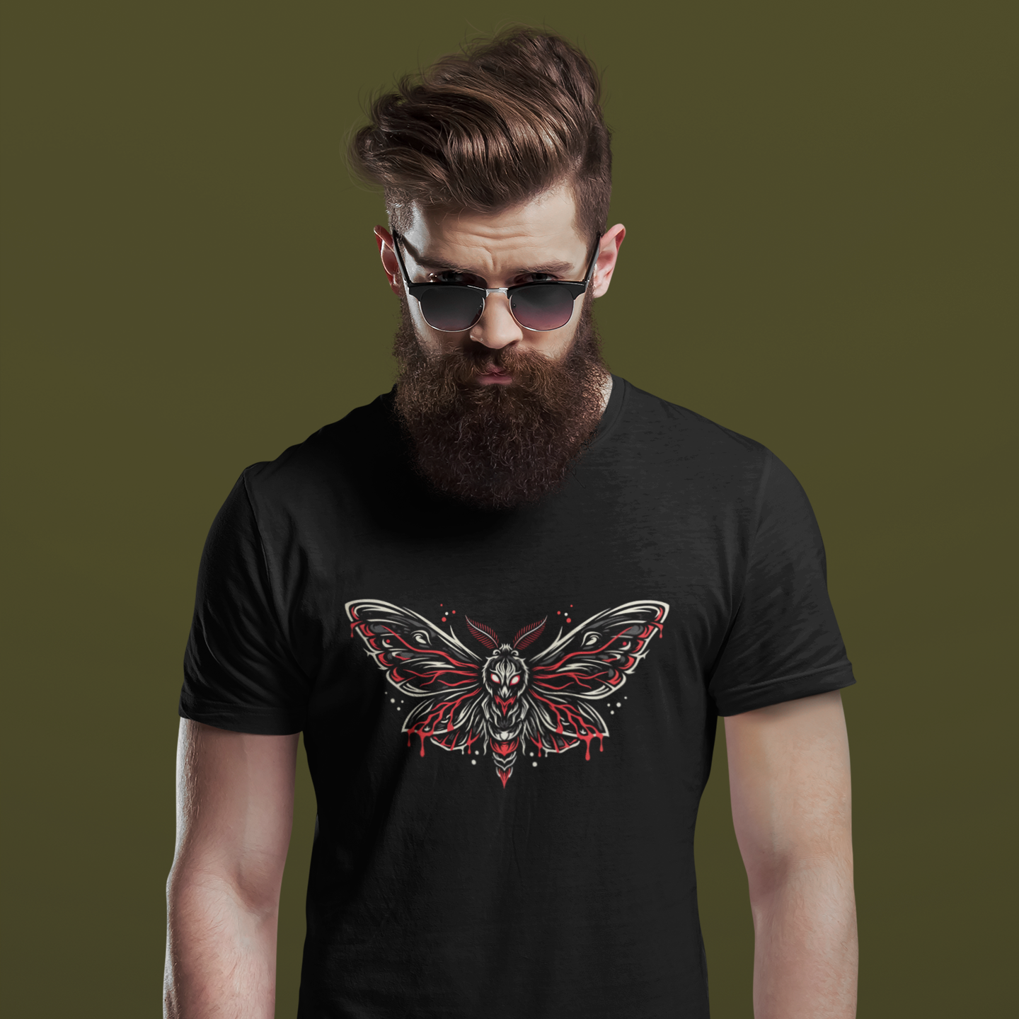 Gothic Red & Black Moth (Unisex T-Shirt )